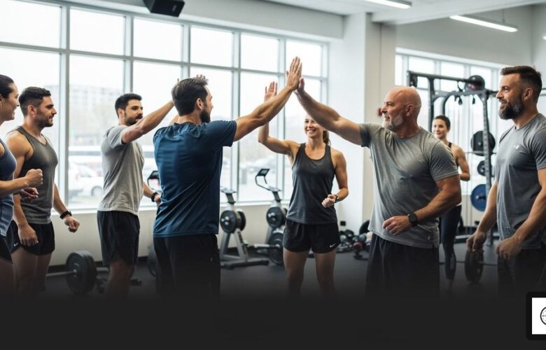 A group of athletes with diverse ages and fitness levels training together in a bright CrossFit gym in Richmond, BC.